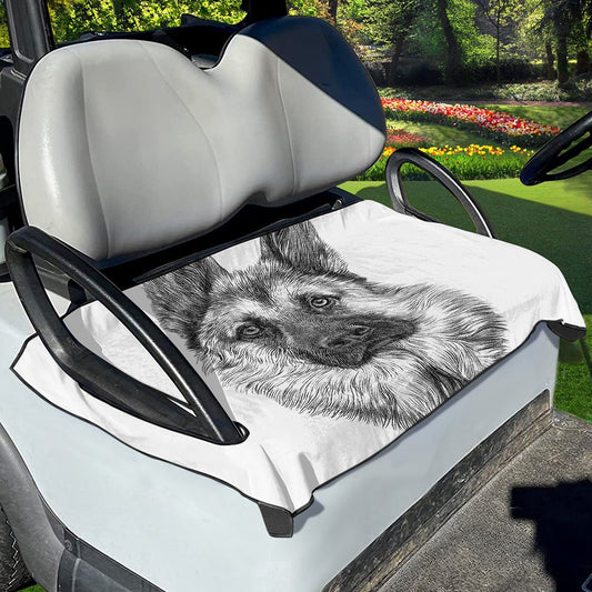 Black And White German Shepherd Print Golf Cart Seat Cover