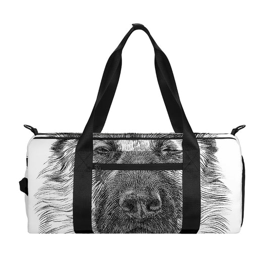 Black And White German Shepherd Print Gym Bag