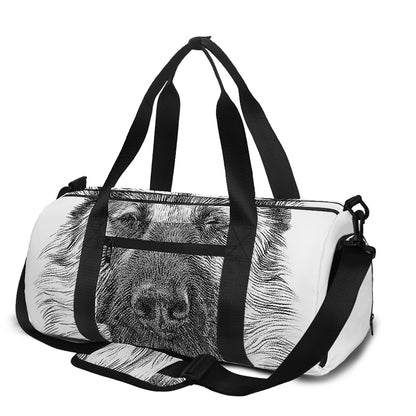 Black And White German Shepherd Print Gym Bag