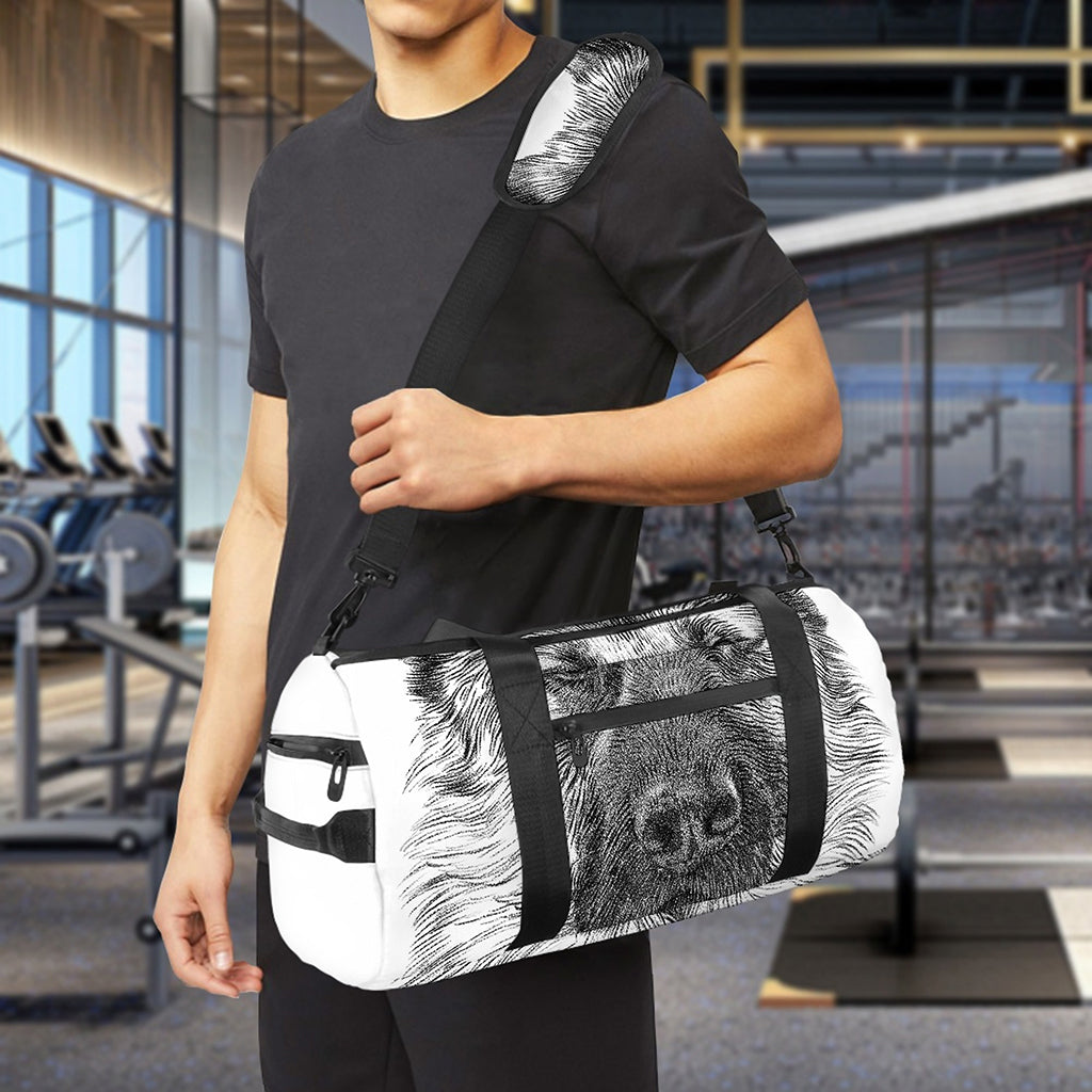Black And White German Shepherd Print Gym Bag