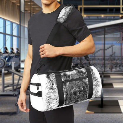 Black And White German Shepherd Print Gym Bag