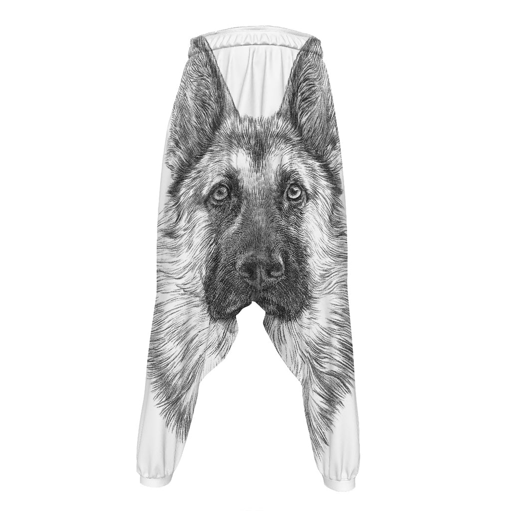 Black And White German Shepherd Print Hammer Pants