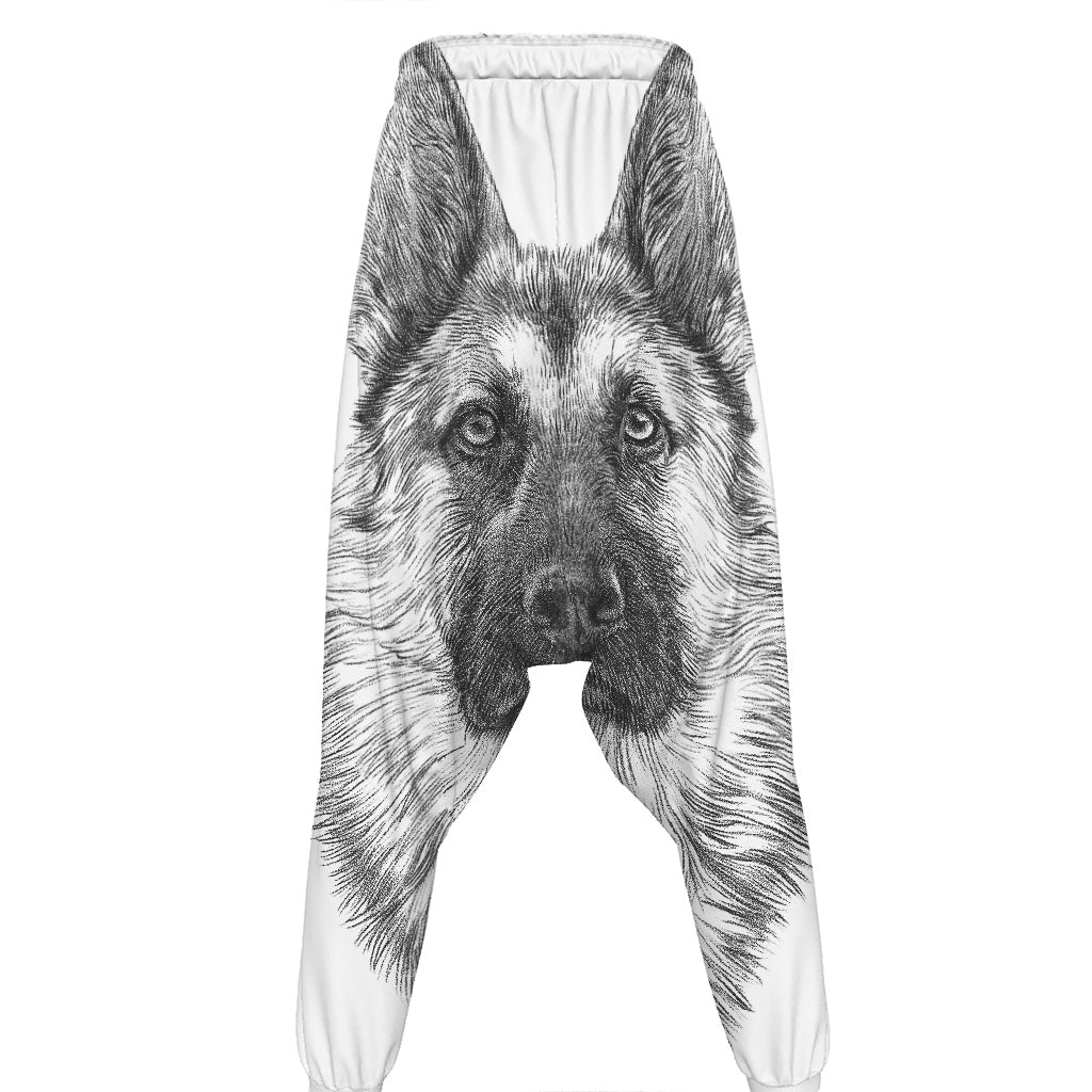 Black And White German Shepherd Print Hammer Pants