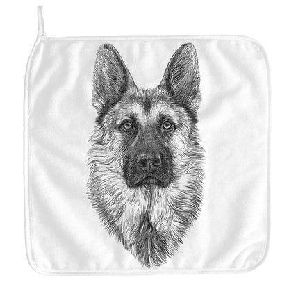 Black And White German Shepherd Print Hand Towel
