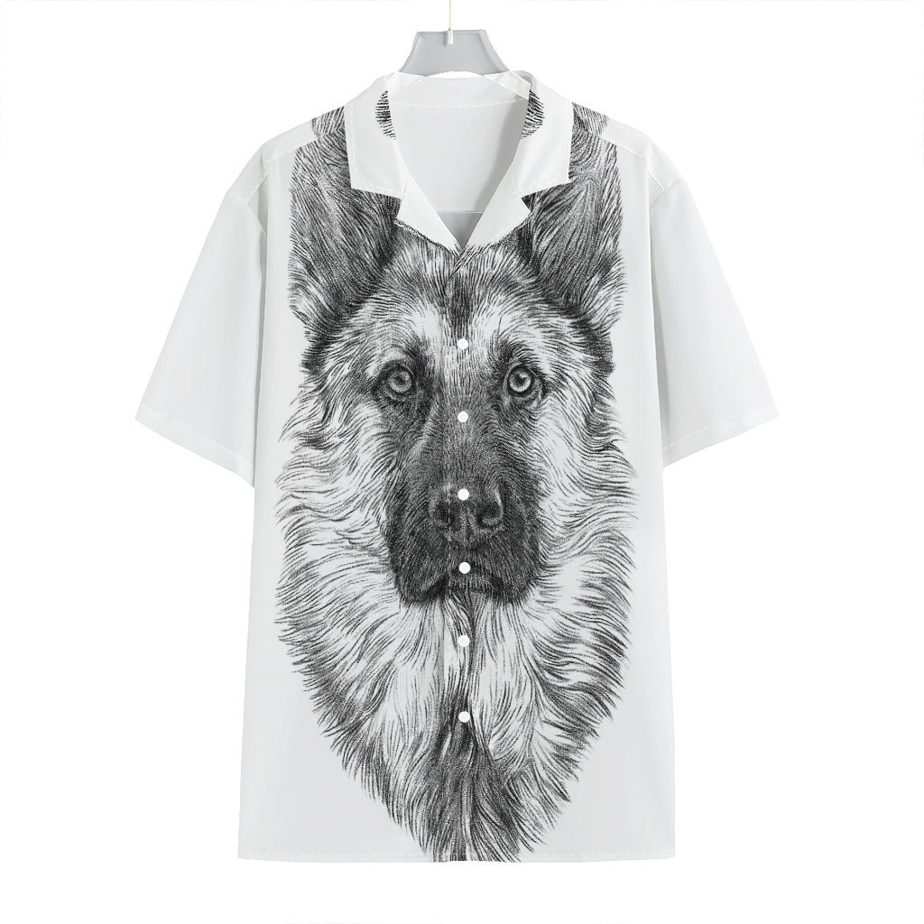 Black And White German Shepherd Print Hawaiian Shirt