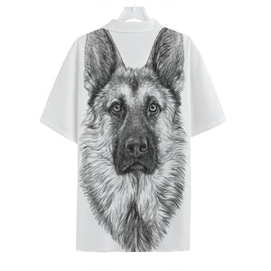 Black And White German Shepherd Print Hawaiian Shirt