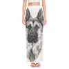 Black And White German Shepherd Print High Slit Maxi Skirt