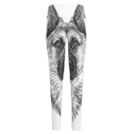 Black And White German Shepherd Print High-Waisted Pocket Leggings