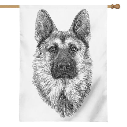 Black And White German Shepherd Print House Flag