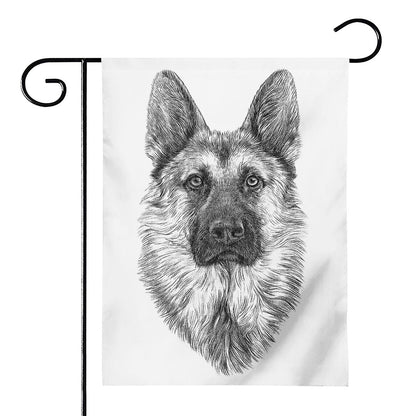 Black And White German Shepherd Print House Flag