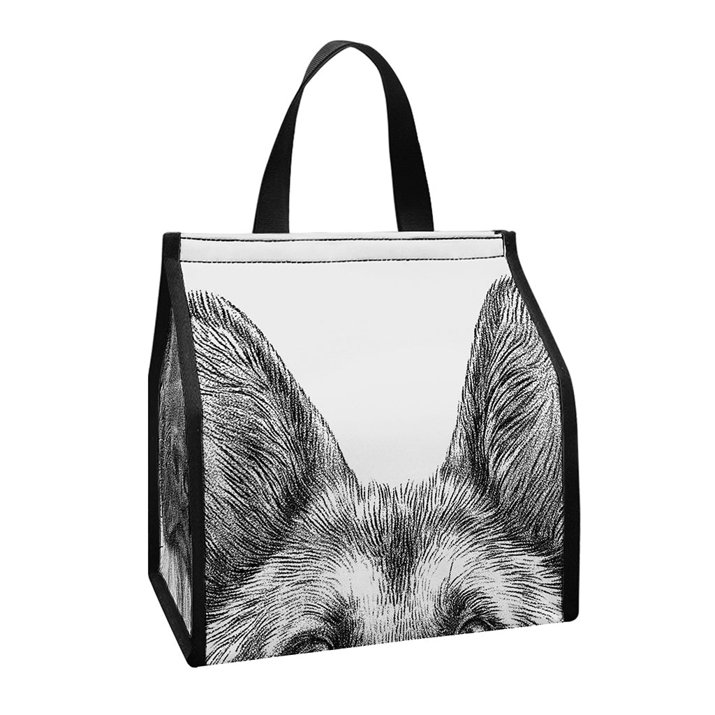 Black And White German Shepherd Print Insulated Lunch Tote