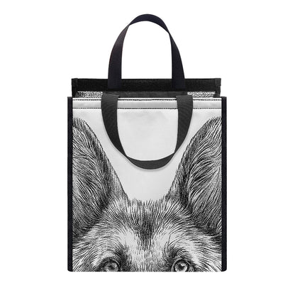 Black And White German Shepherd Print Insulated Lunch Tote