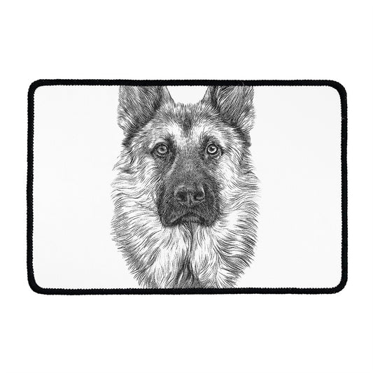 Black And White German Shepherd Print Kitchen Mat