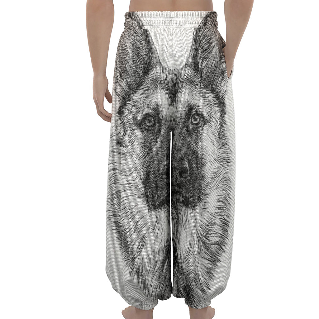 Black And White German Shepherd Print Lantern Pants