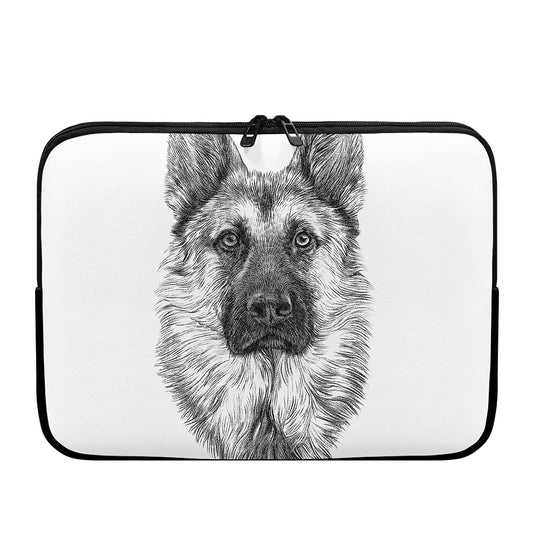 Black And White German Shepherd Print Laptop Sleeve