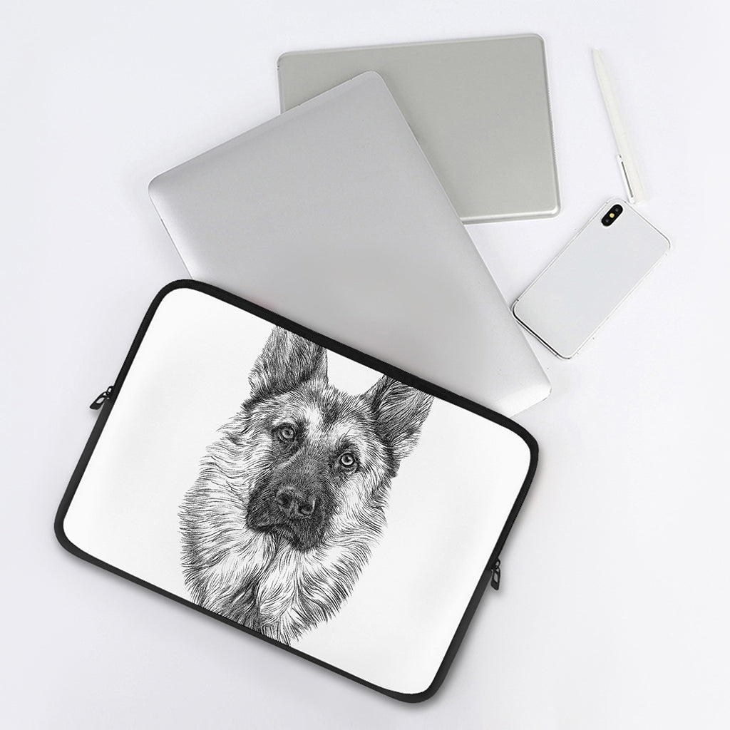 Black And White German Shepherd Print Laptop Sleeve