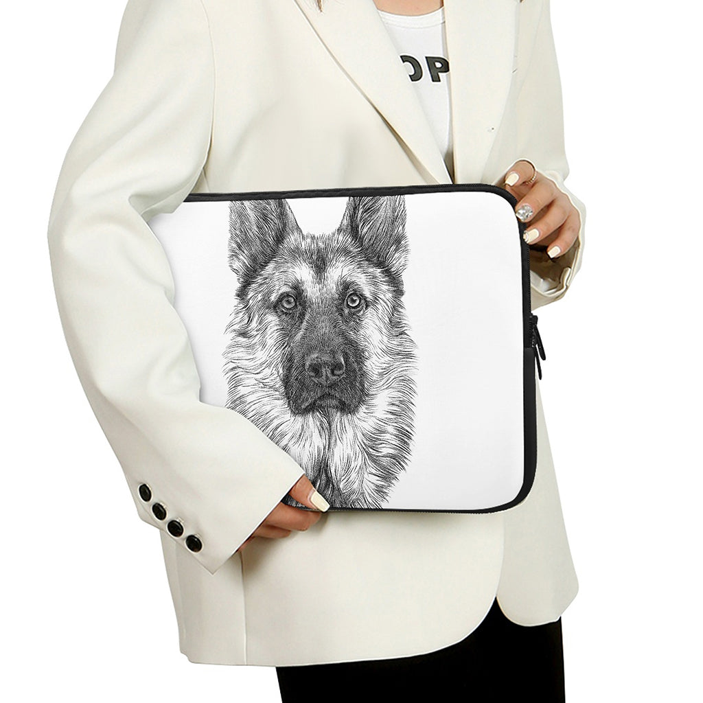 Black And White German Shepherd Print Laptop Sleeve