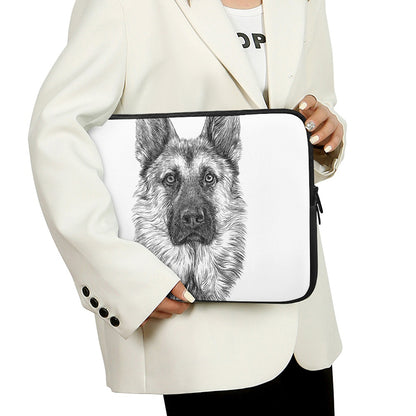 Black And White German Shepherd Print Laptop Sleeve