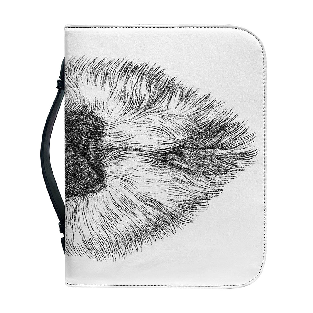Black And White German Shepherd Print Leather Bible Cover