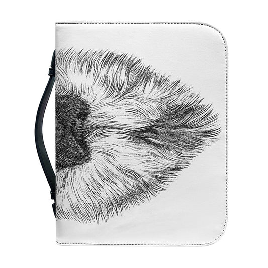 Black And White German Shepherd Print Leather Bible Cover