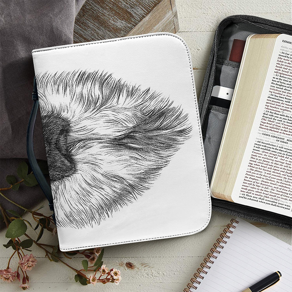 Black And White German Shepherd Print Leather Bible Cover
