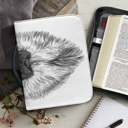 Black And White German Shepherd Print Leather Bible Cover