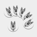 Black And White German Shepherd Print Leather Coaster Set