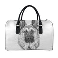 Black And White German Shepherd Print Leather Duffel Bag