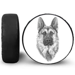 Black And White German Shepherd Print Leather Spare Tire Cover