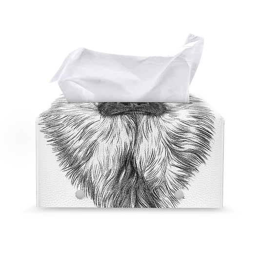 Black And White German Shepherd Print Leather Tissue Box Cover