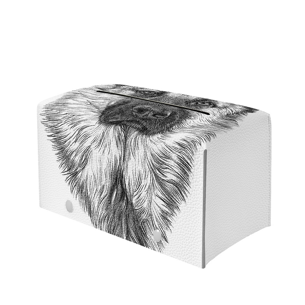 Black And White German Shepherd Print Leather Tissue Box Cover