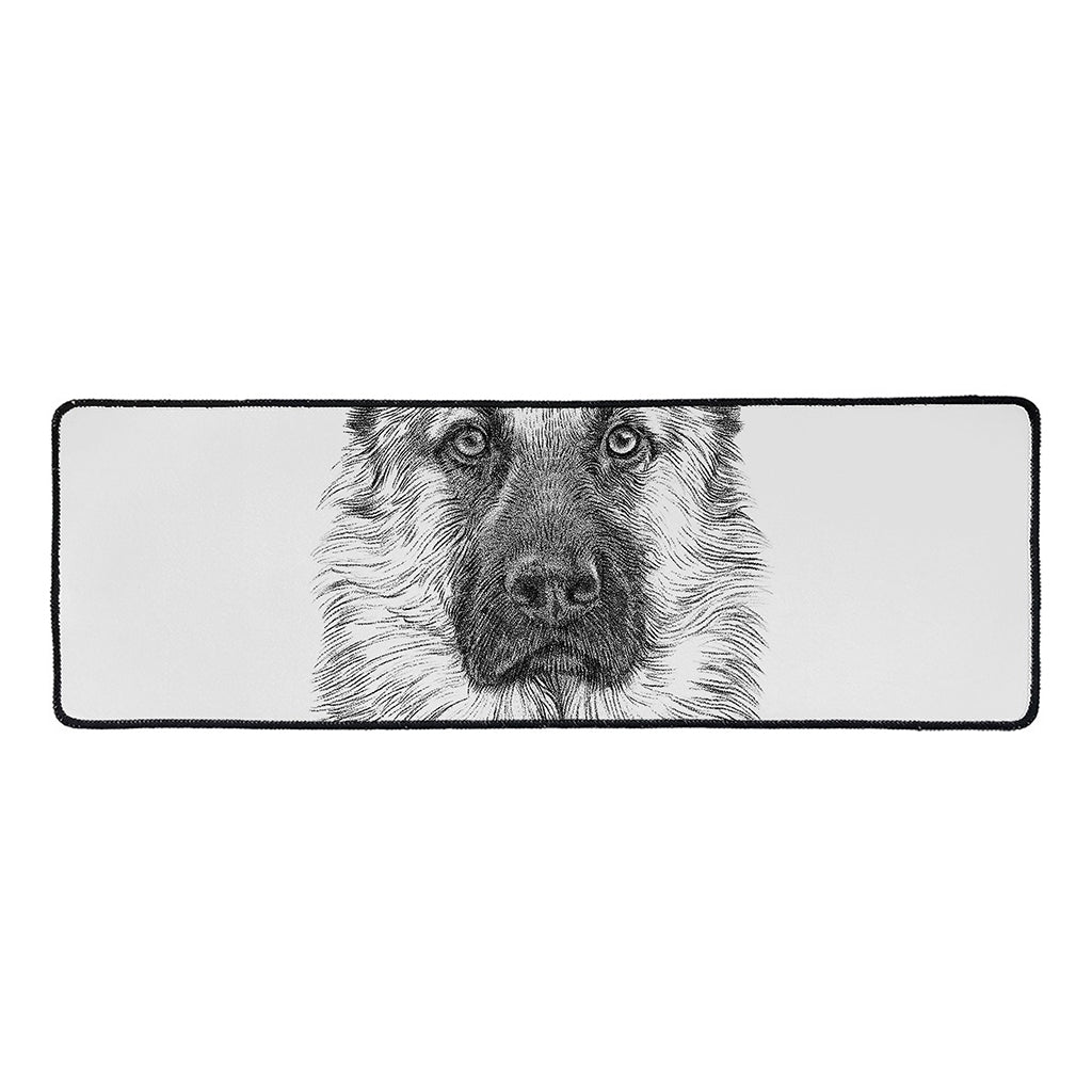 Black And White German Shepherd Print Long Kitchen Mat