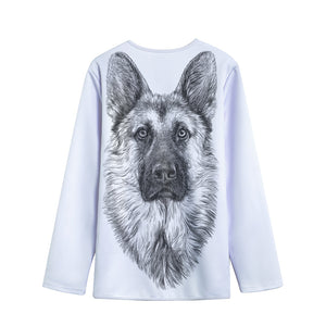 Black And White German Shepherd Print Long Sleeve Short Coat