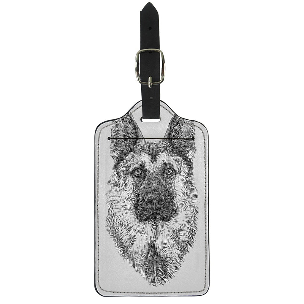 Black And White German Shepherd Print Luggage Tag