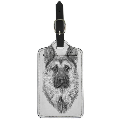 Black And White German Shepherd Print Luggage Tag
