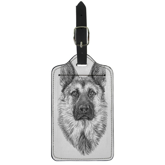 Black And White German Shepherd Print Luggage Tag