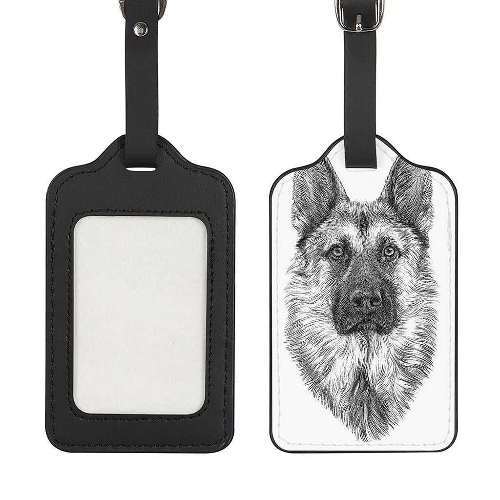 Black And White German Shepherd Print Luggage Tag