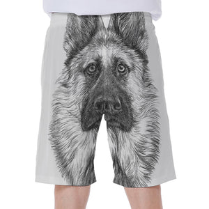 Black And White German Shepherd Print Men's Beach Shorts