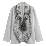 Black And White German Shepherd Print Men's Blazer