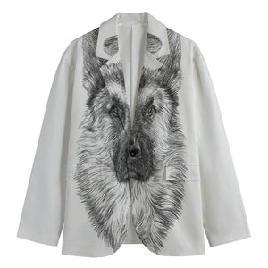 Black And White German Shepherd Print Men's Blazer