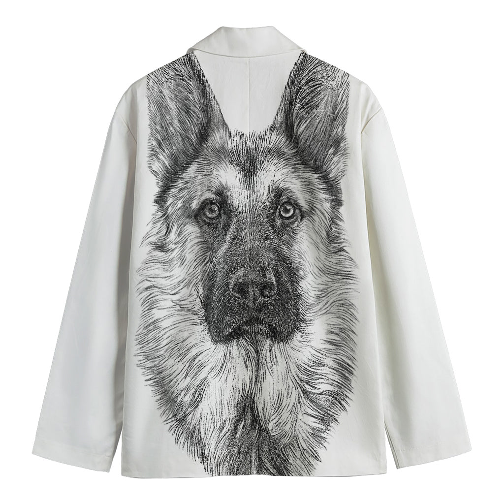 Black And White German Shepherd Print Men's Blazer