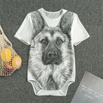 Black And White German Shepherd Print Men's Bodysuit