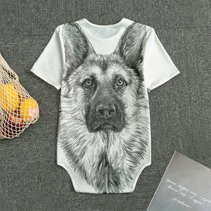 Black And White German Shepherd Print Men's Bodysuit