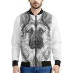 Black And White German Shepherd Print Men's Bomber Jacket