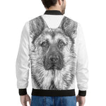Black And White German Shepherd Print Men's Bomber Jacket