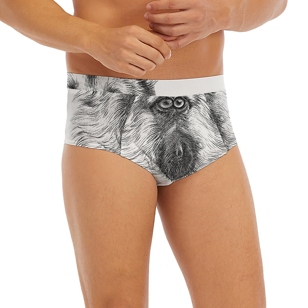 Black And White German Shepherd Print Men's Briefs