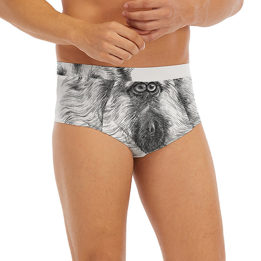 Black And White German Shepherd Print Men's Briefs