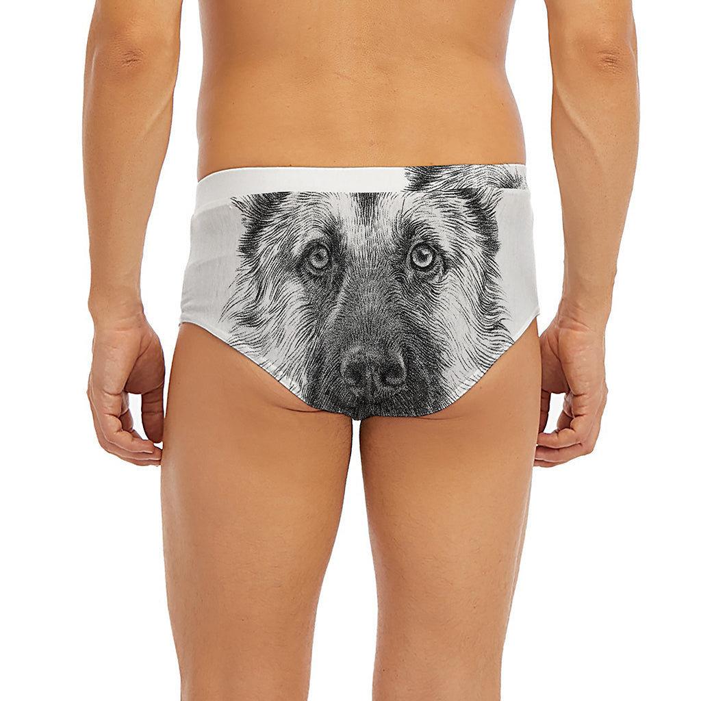 Black And White German Shepherd Print Men's Briefs