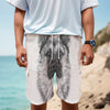 Black And White German Shepherd Print Men's Cargo Shorts