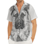 Black And White German Shepherd Print Men's Deep V-Neck Shirt